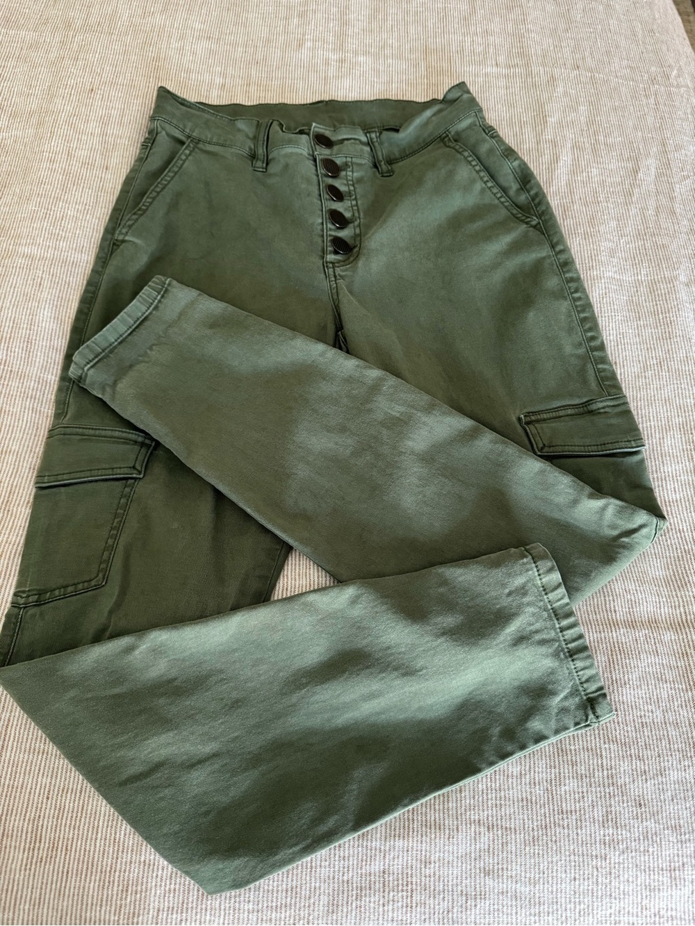 CAbi Olive Cargo Pants with Button Fly